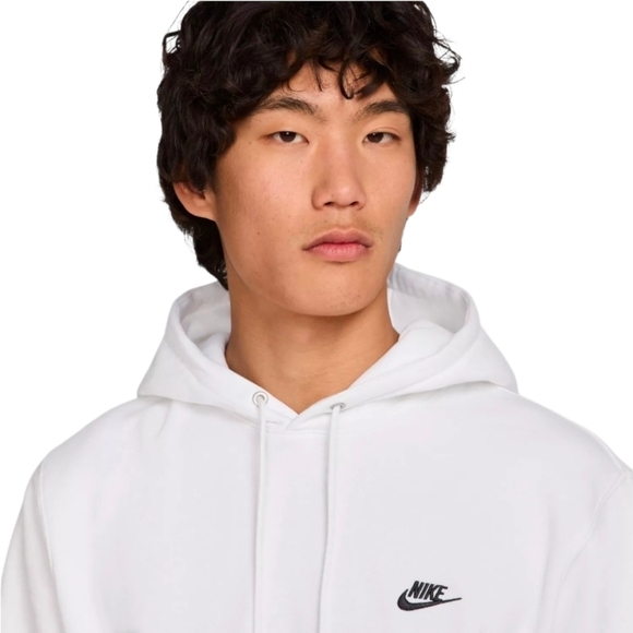 Nike Club Pullover Hoodie Sweat Shirt White Black 611457-100 Men"s Size 2XL XXL - Picture 7 of 11